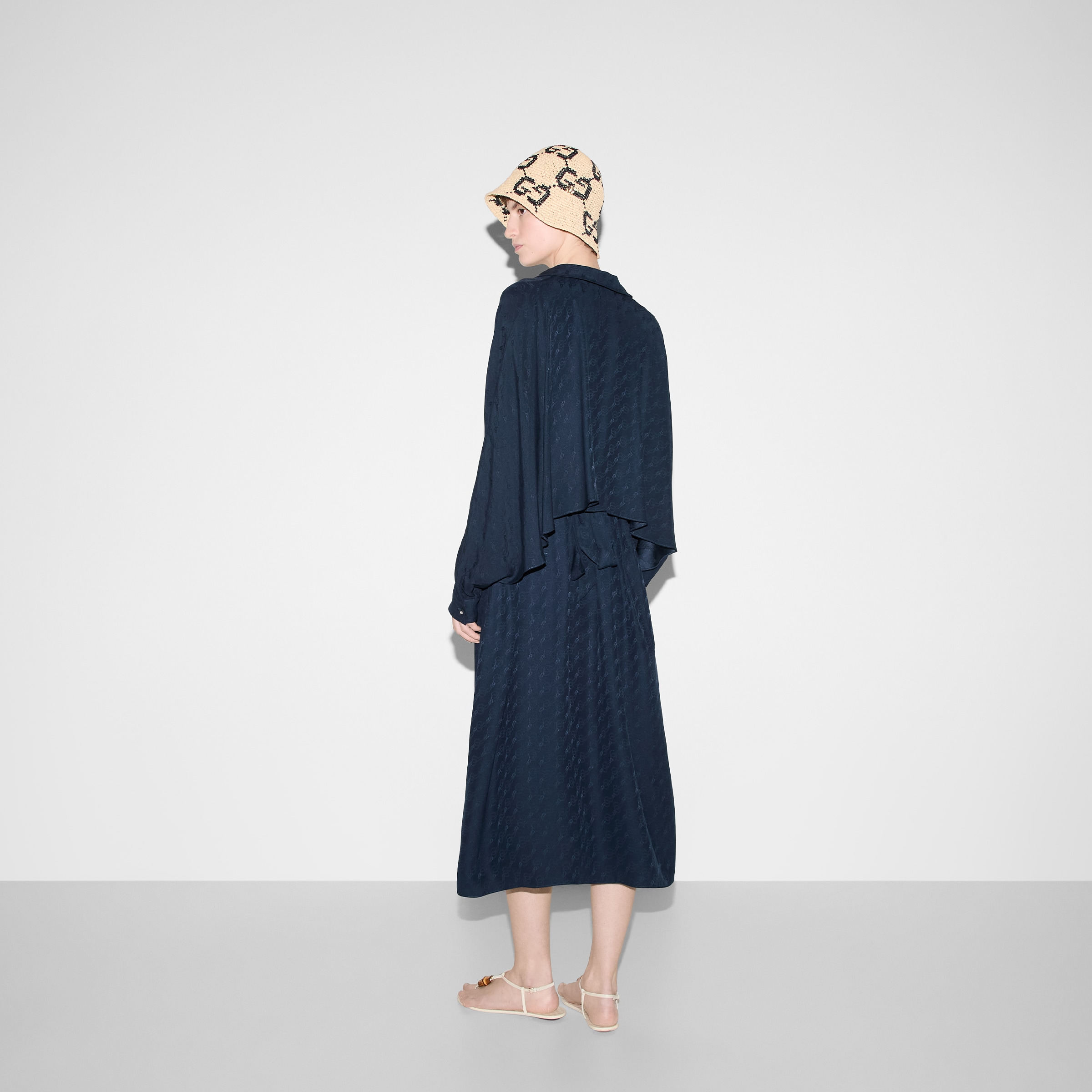 GG and chain silk jacquard dress - 4