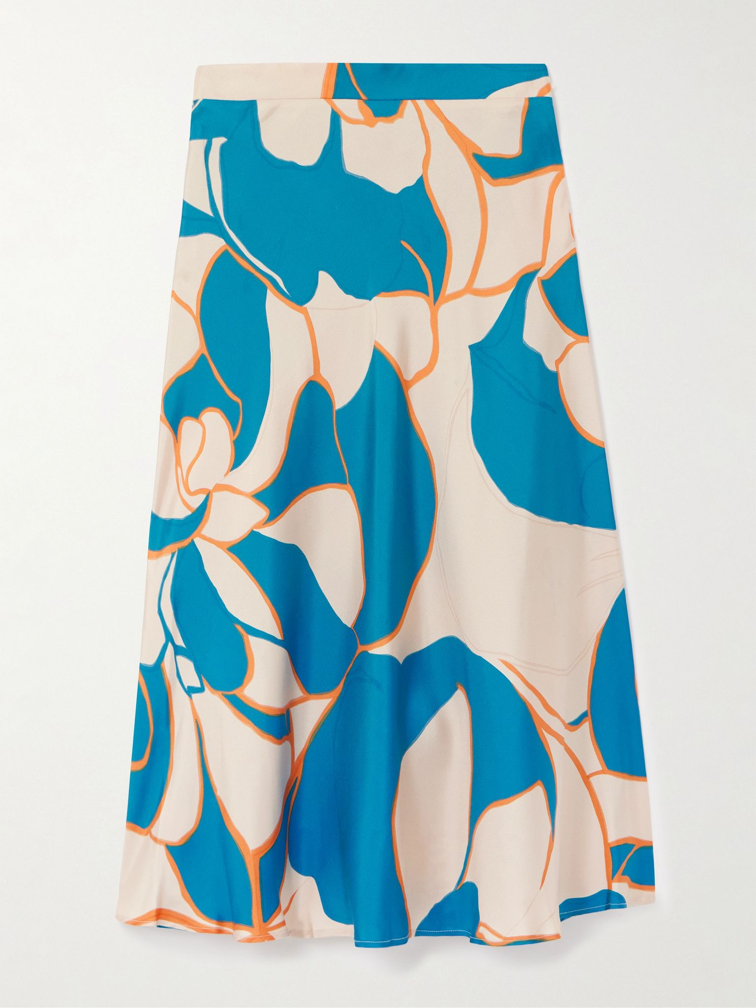 + MOTHER Lungomare printed silk-twill midi skirt Blue - 1