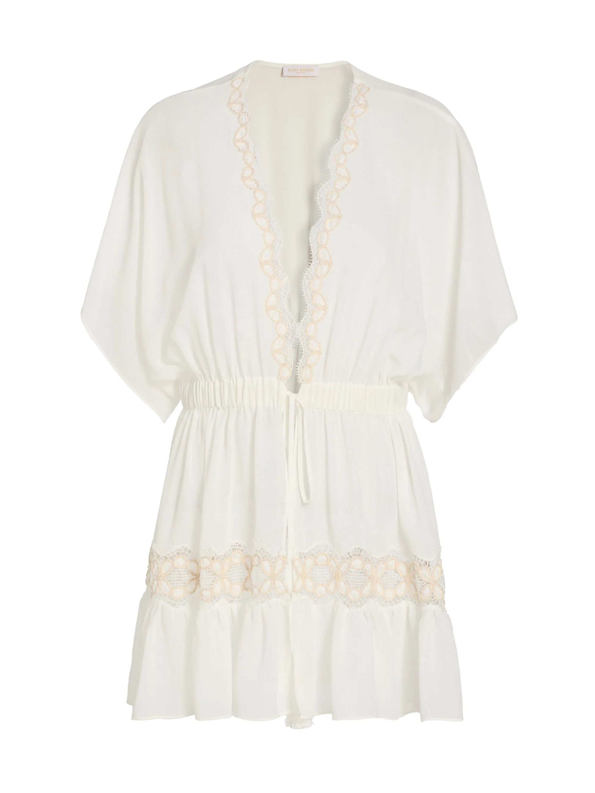 Women's Alisa Embroidered Lace Cover-Up Dress - White - 1