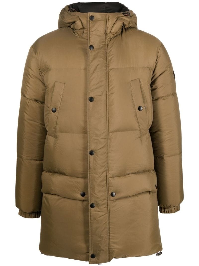 hooded feather-down padded coat - 1