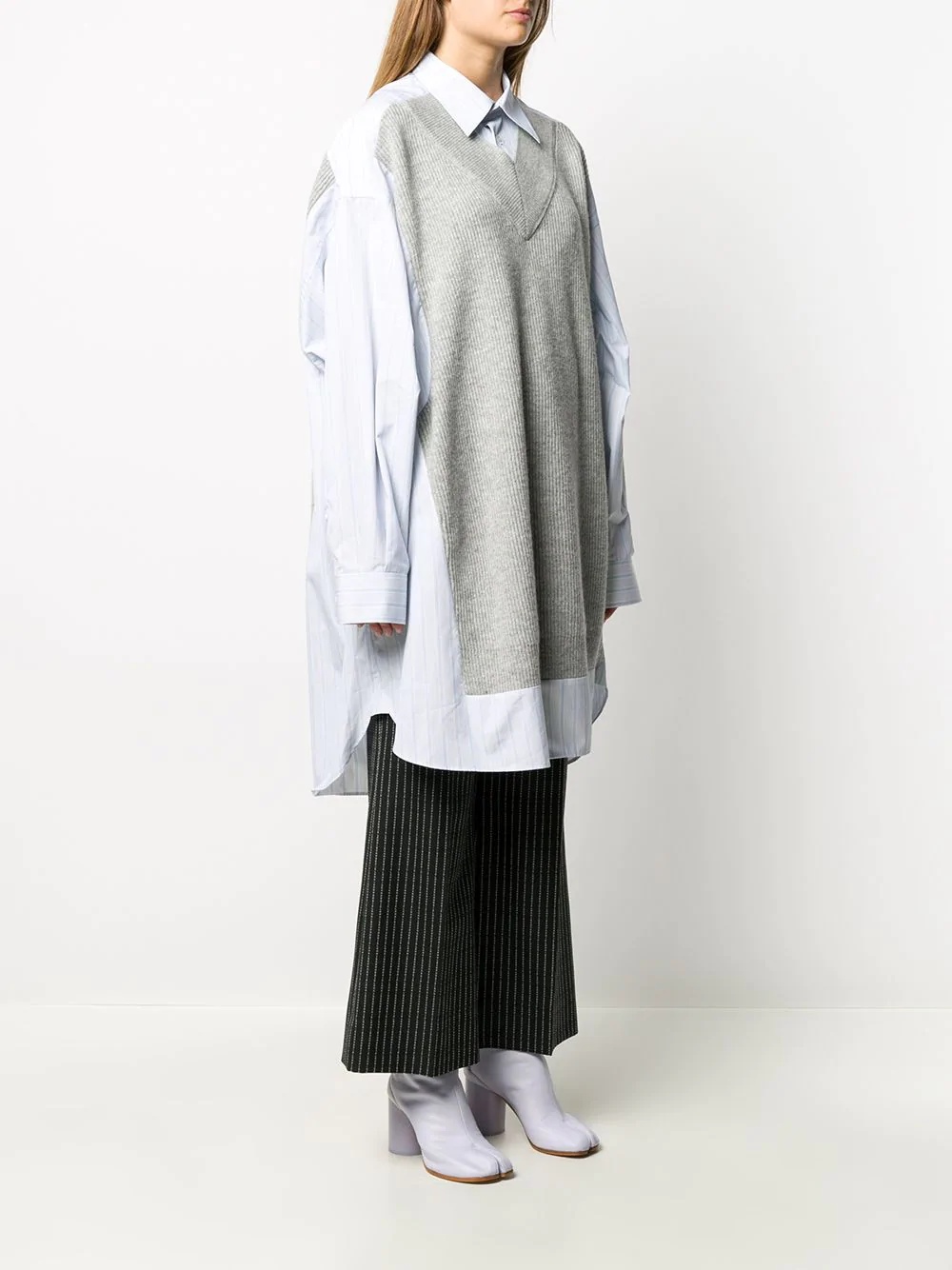 oversized shirt with knit front - 3