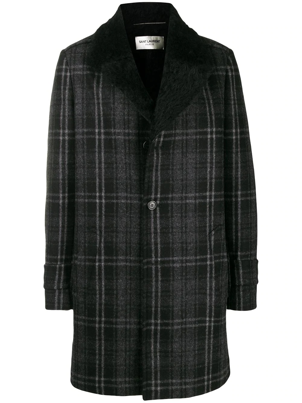 checked wool coat - 1