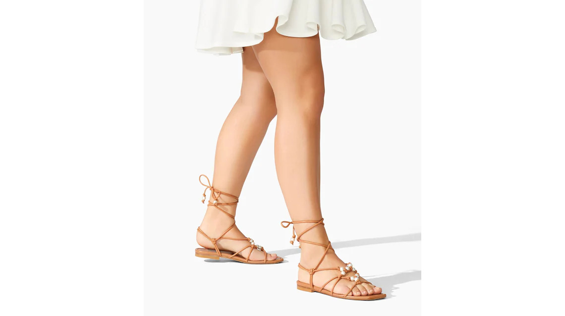 PEARL KNOT LACE-UP SANDAL - 6