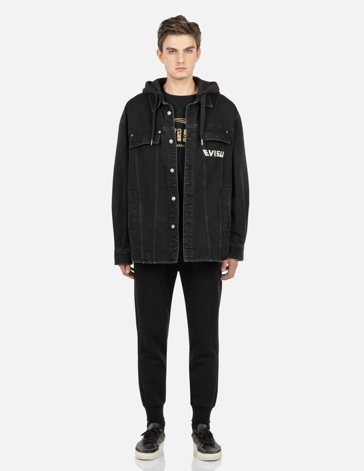 TATTOO KOI EMBROIDERY DENIM SHIRT JACKET WITH DETACHABLE HOOD - 6