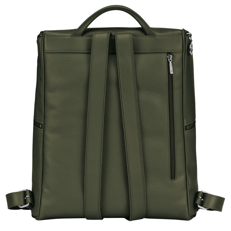 Le Foulonné Backpack Khaki - Leather 3