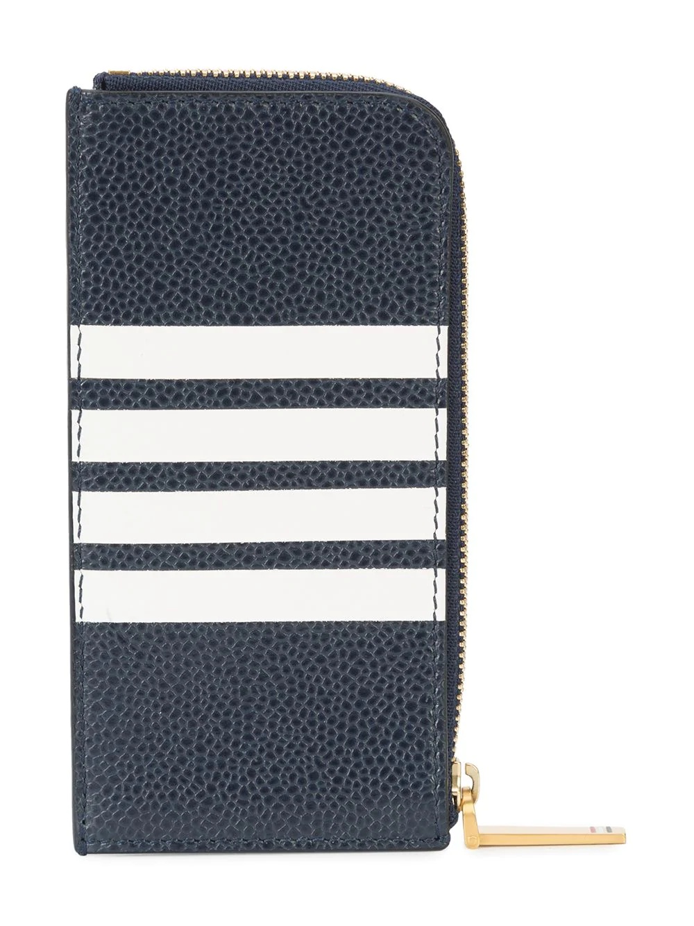 Half Zip Around Wallet With Contrast 4-bar Stripe In Pebble Grain & Calf Leather - 2