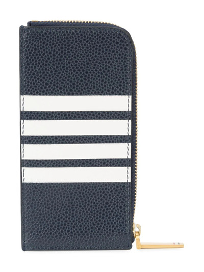 Thom Browne Half Zip Around Wallet With Contrast 4-bar Stripe In Pebble Grain & Calf Leather outlook