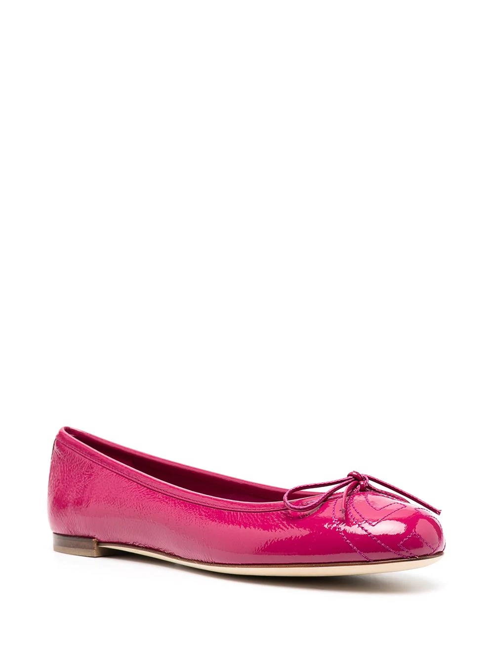 high-shine bow ballerina shoes - 2