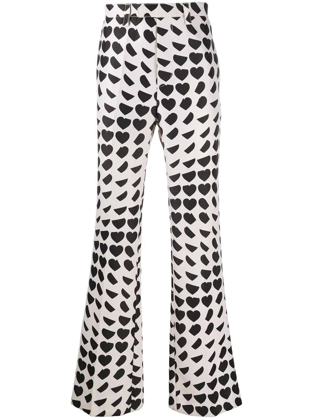 heart print bootcut trousers - 1