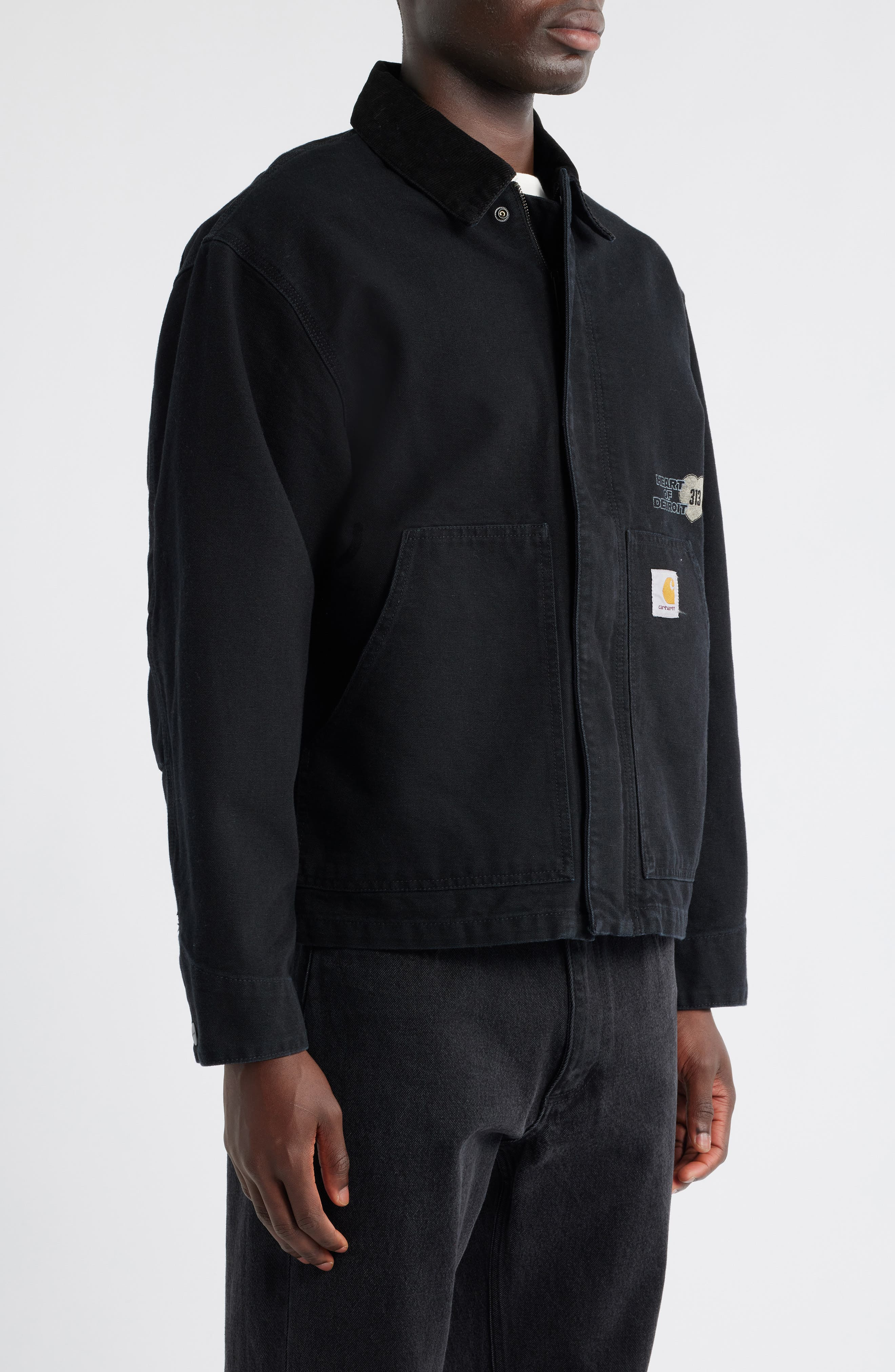 Carhartt Work In Progress OG Arcan Graphic Organic Cotton Canvas Jacket in Black /Black at Nordstrom - 3