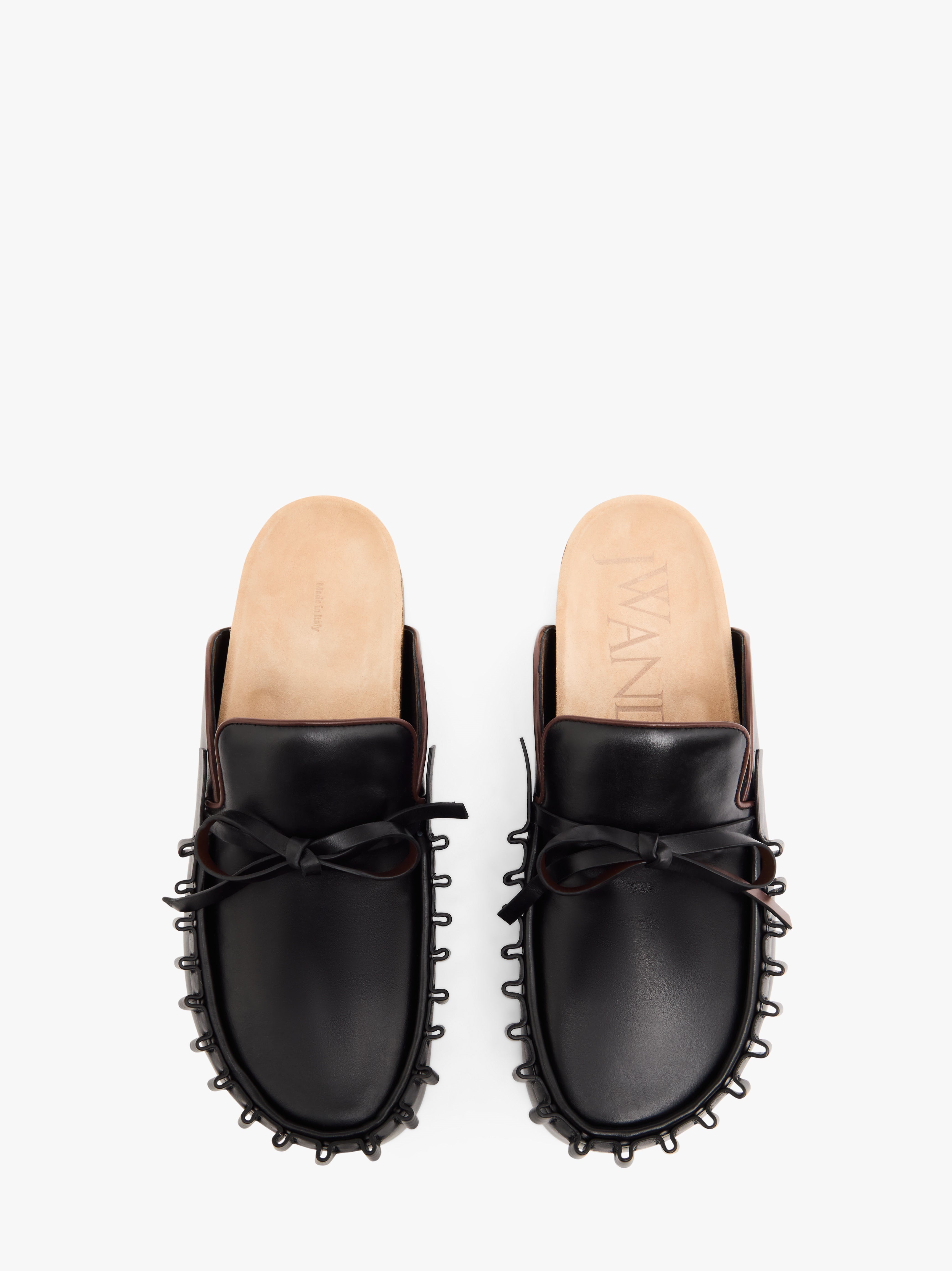 RUFFLE LOAFER LEATHER MULES - 4
