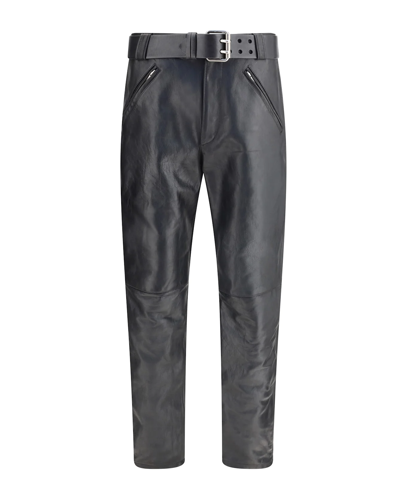 Hammered Leather Belted Pants - 1