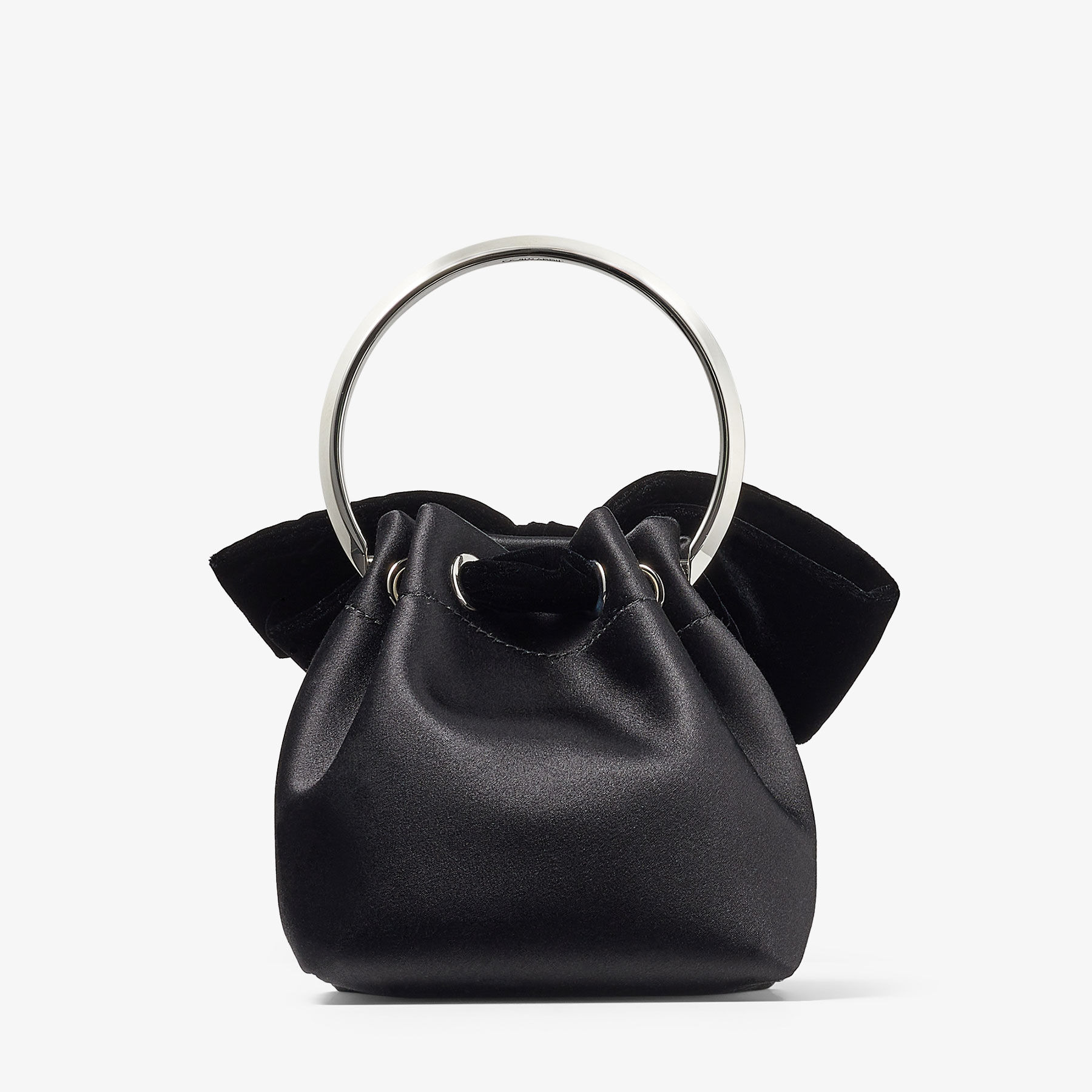 Bon Bon
Black Satin Bucket Bag with Velvet Bow - 7