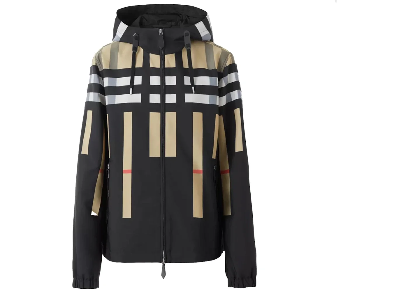 Burberry Sliced Check Nylon Hooded Jacket Archive Beige - 1