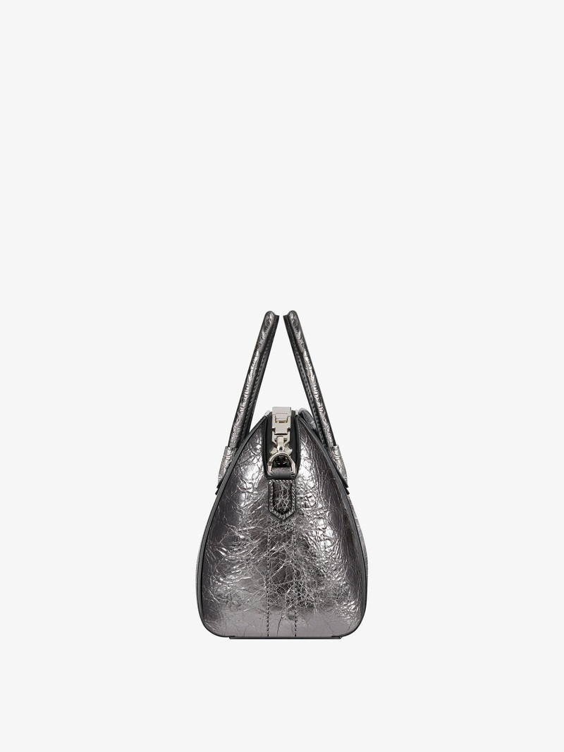 MINI ANTIGONA BAG IN LAMINATED LEATHER 3