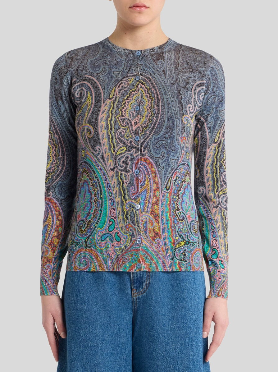 KNIT PAISLEY CARDIGAN - 2