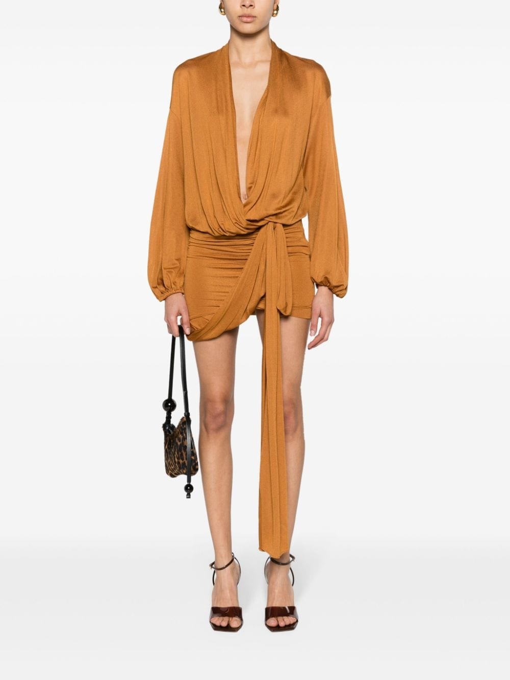 long-sleeve wrap minidress - 2