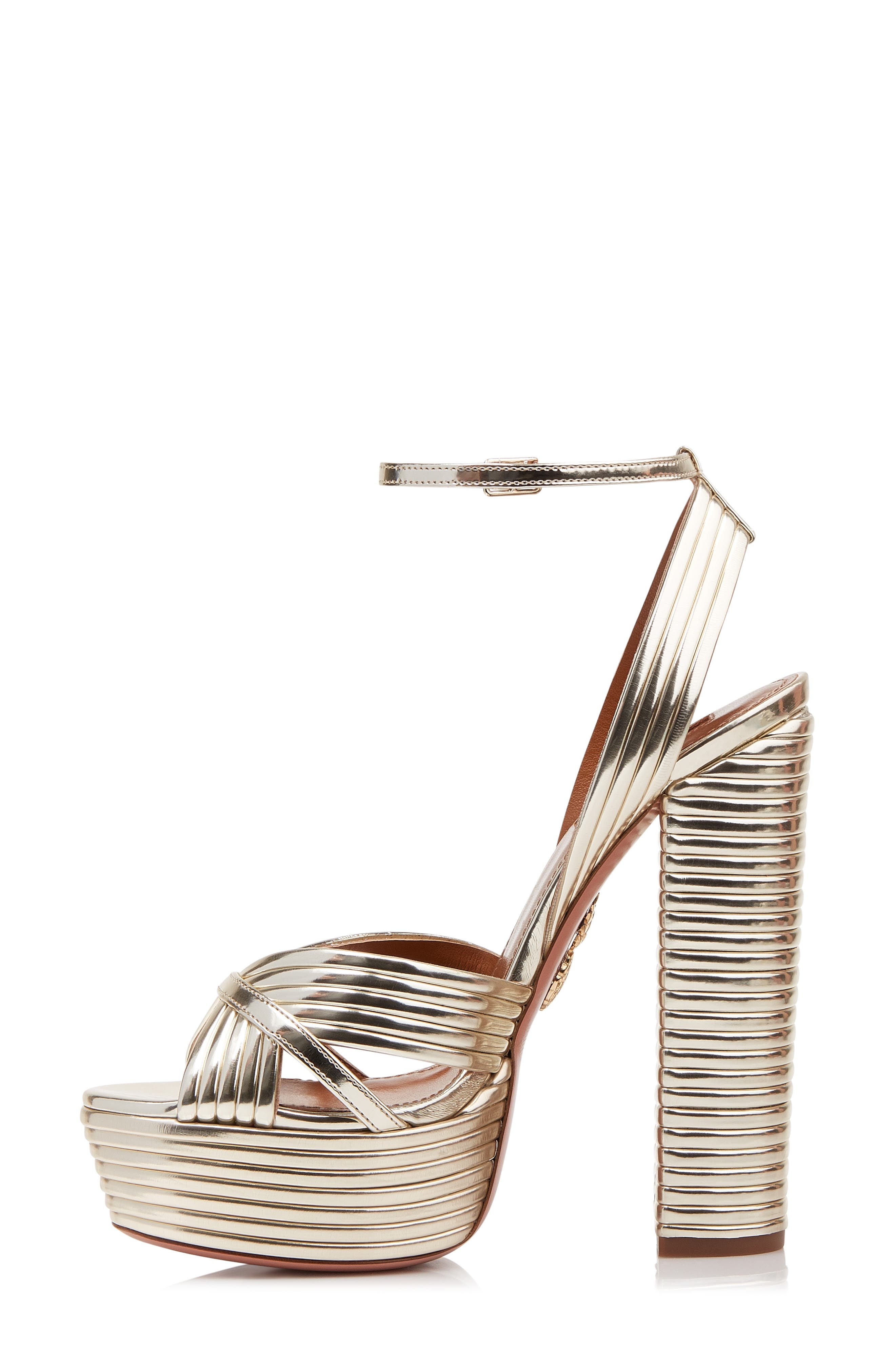 Aquazzura Platform Sandal in Light Gold at Nordstrom - 8