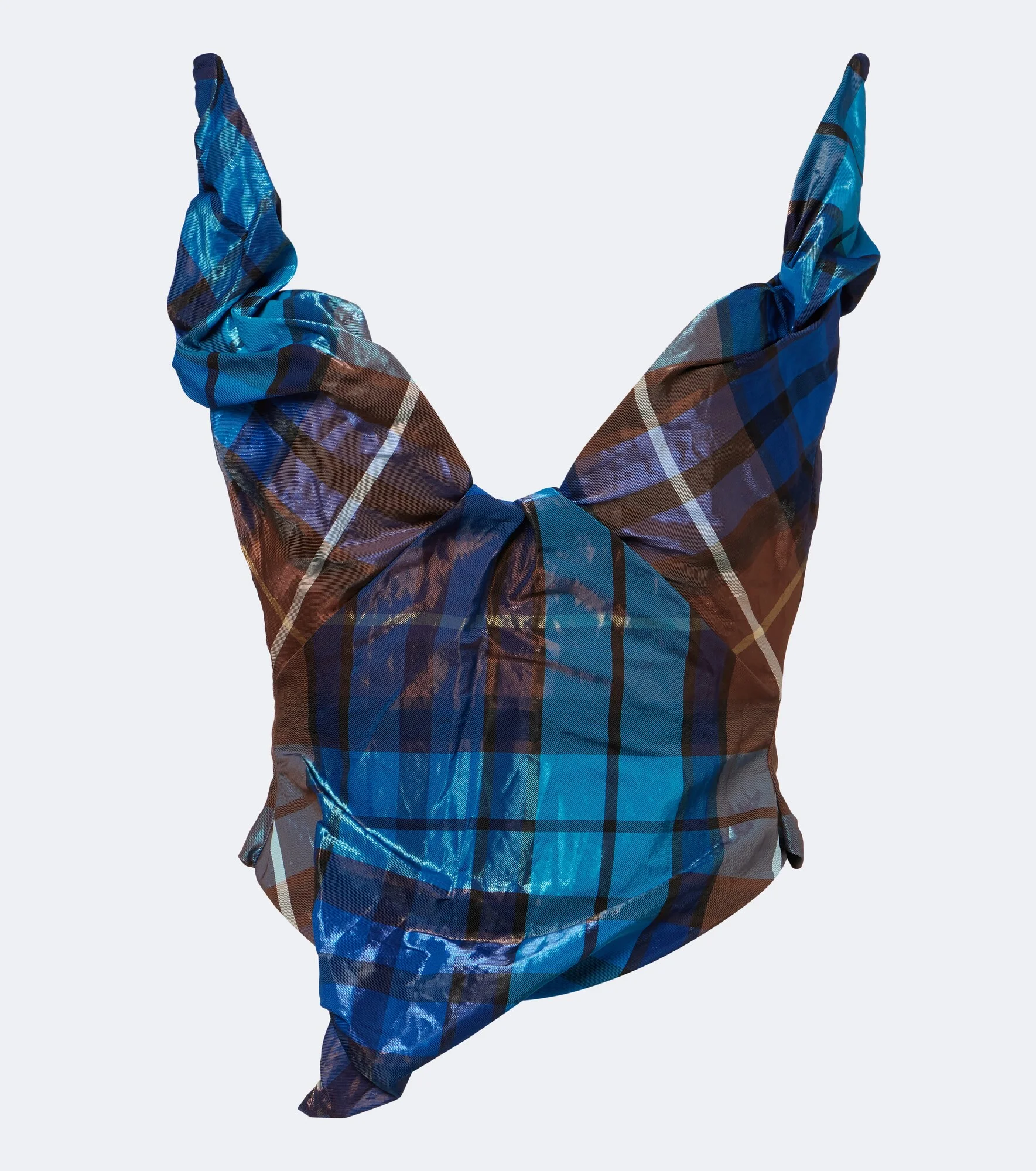 Draped plaid bustier top - 1