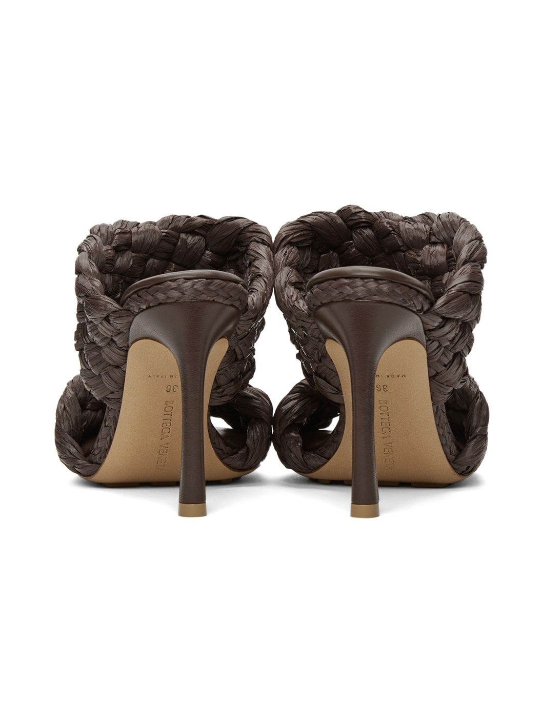 Brown Raffia 'The Curve' Heeled Sandals - 4