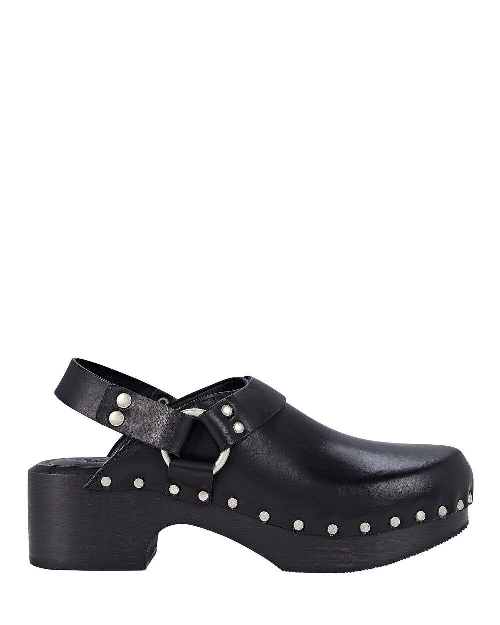 70s Studded Leather Slingback Clogs - 1