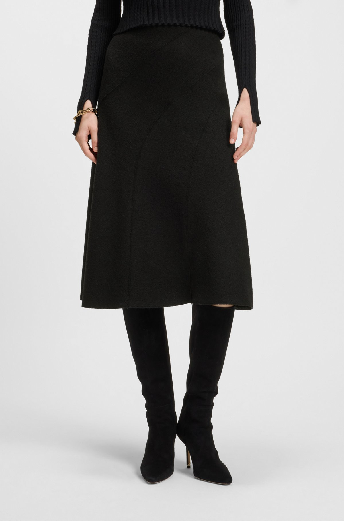 A-LINE SKIRT IN BOILED WOOL - 2