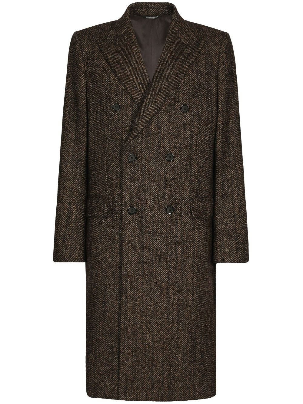 double-breasted herringbone coat - 1