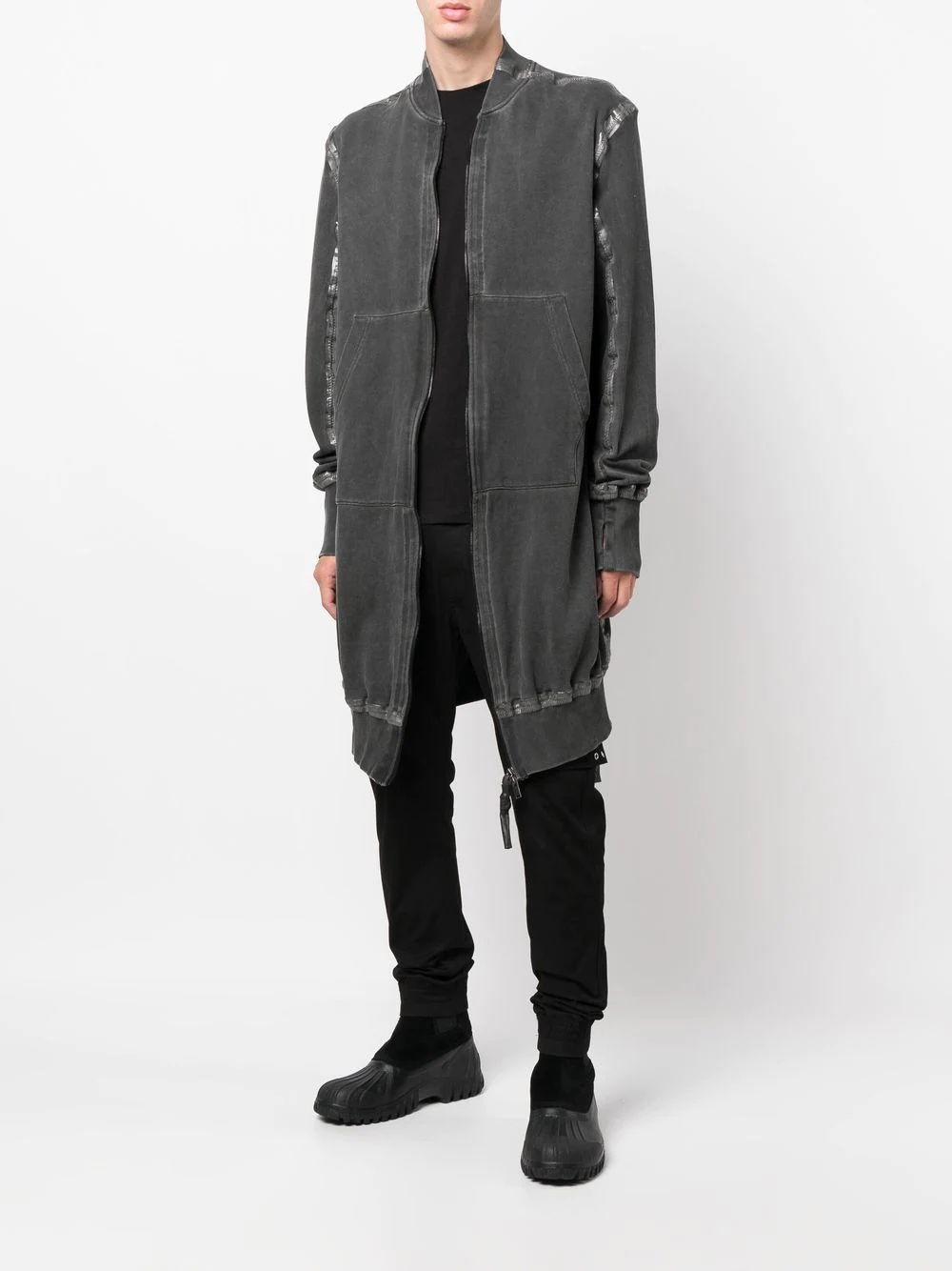 seam-detailing zip-up midi coat - 2
