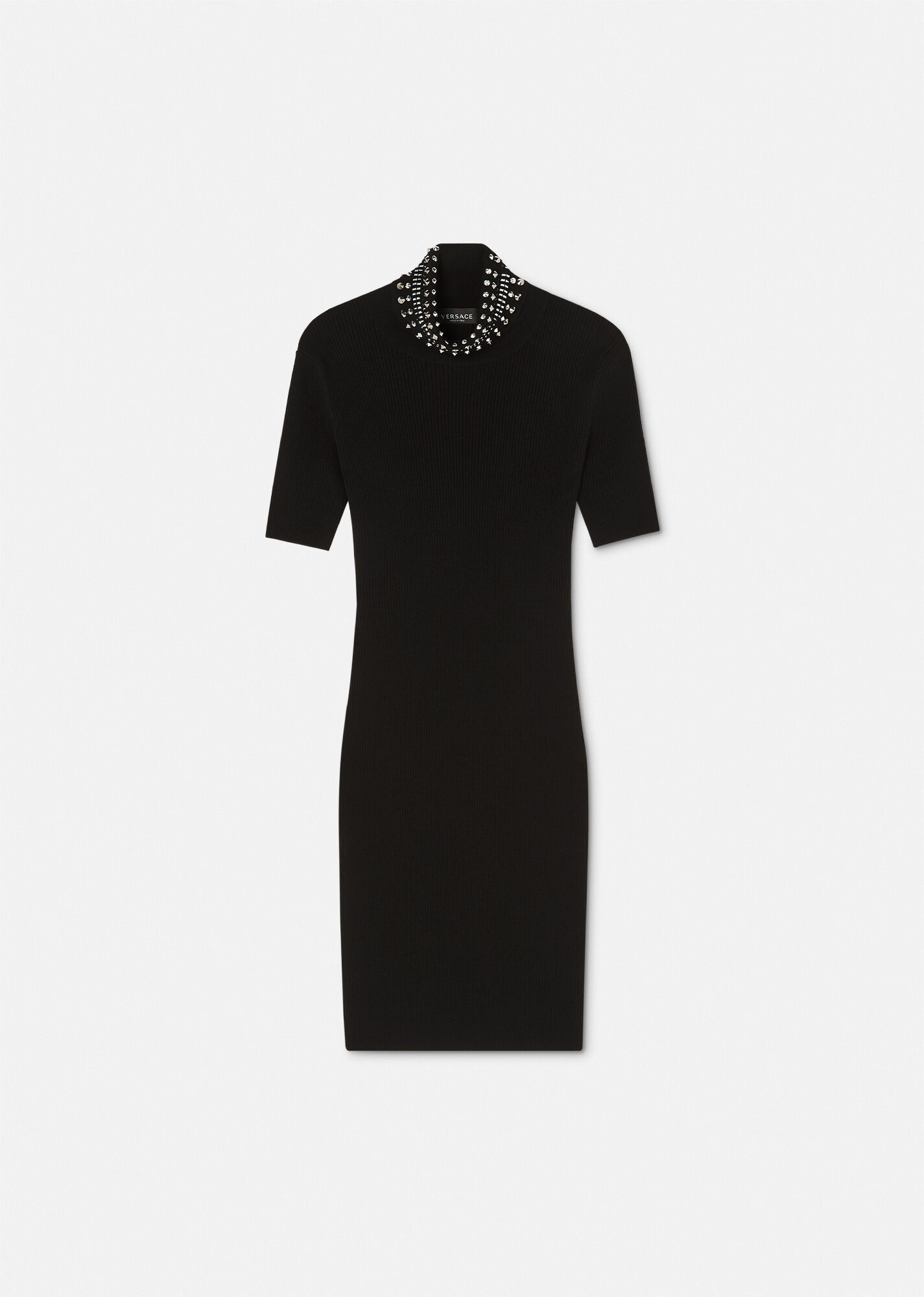 Spiked Turtleneck Knit Midi Dress - 1