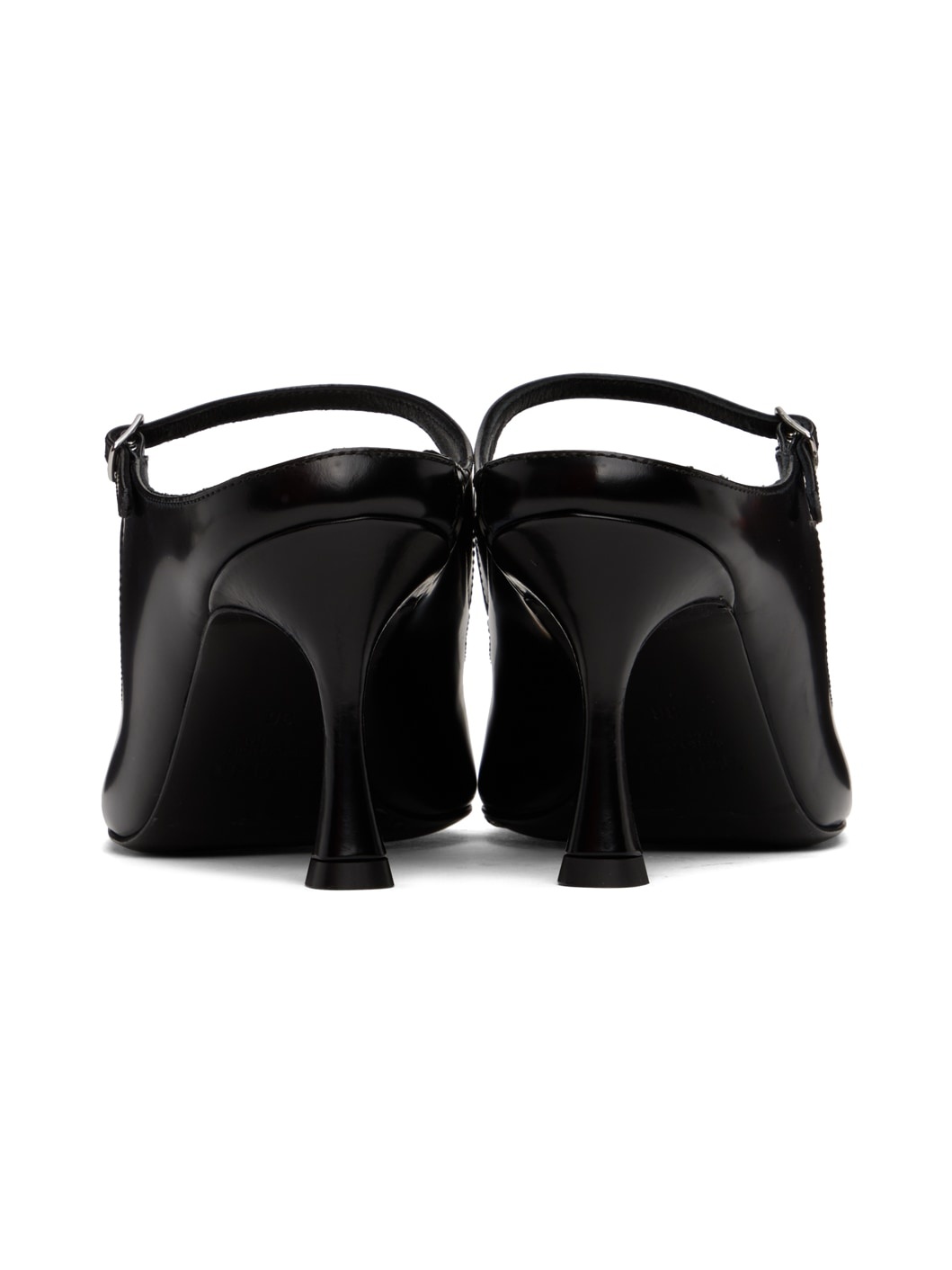 Black Strappy Leather Heeled Sandals - 2