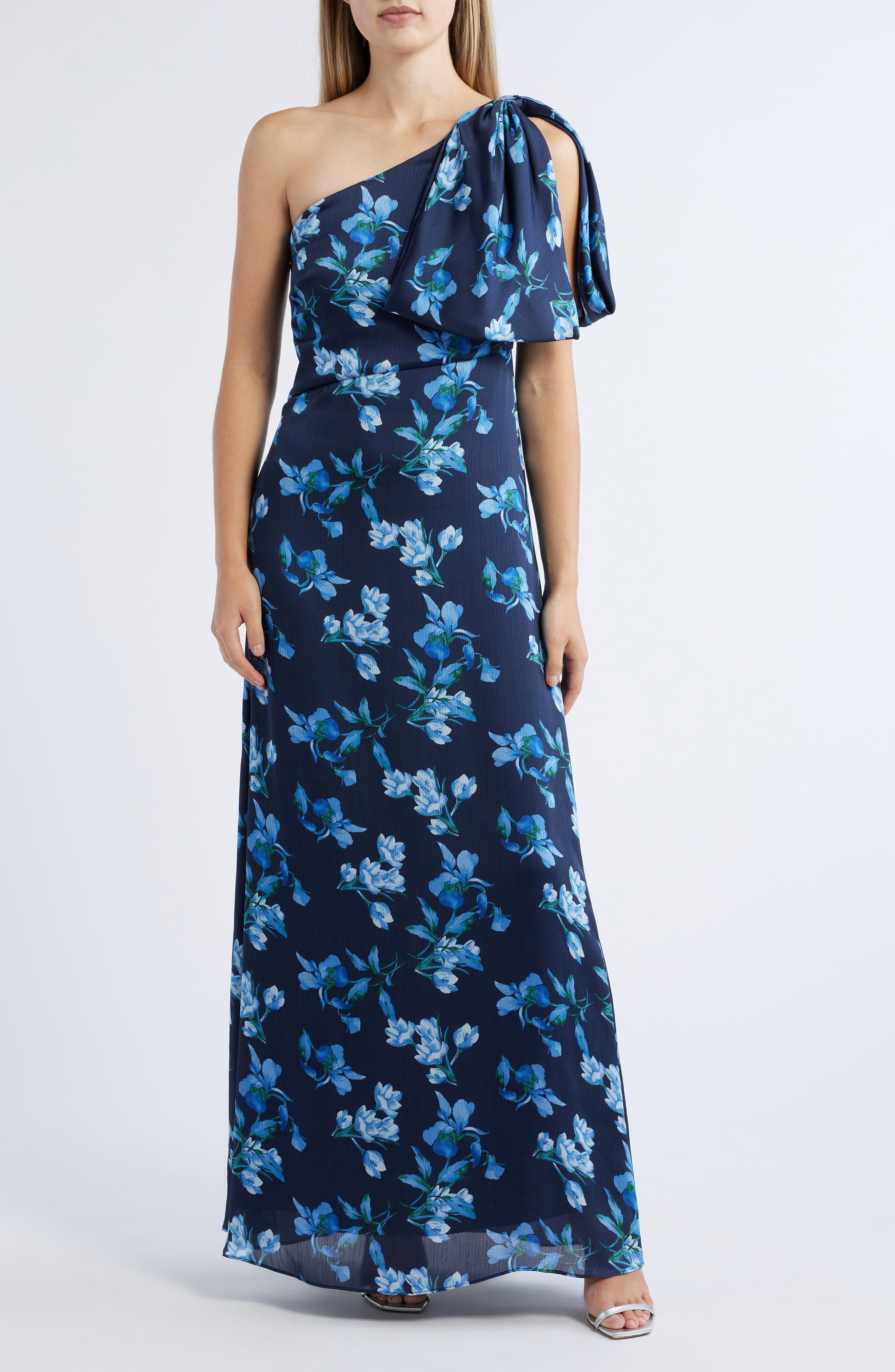 Sachin & Babi Chelsea Floral Print One-Shoulder Georgette Gown in Night Sky Venetian Petal at Nordst - 5