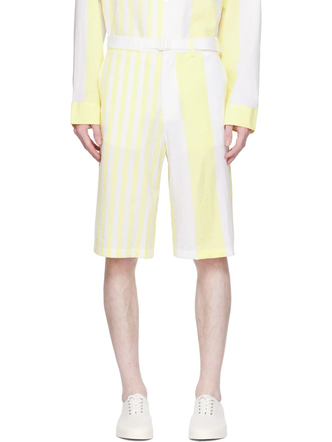 White & Yellow Hotel Olympia Edition Poolside Shorts - 1