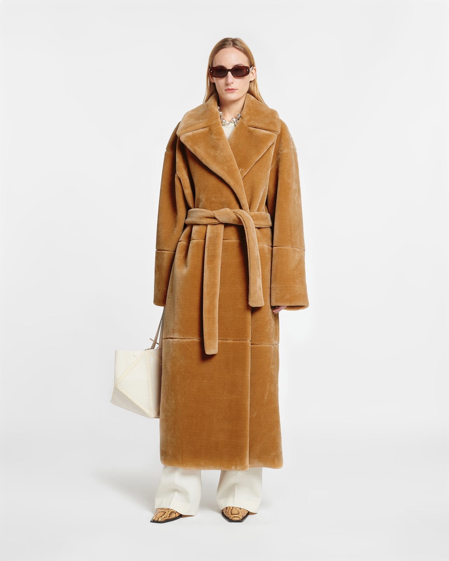 Faux Fur Trench Coat - 2