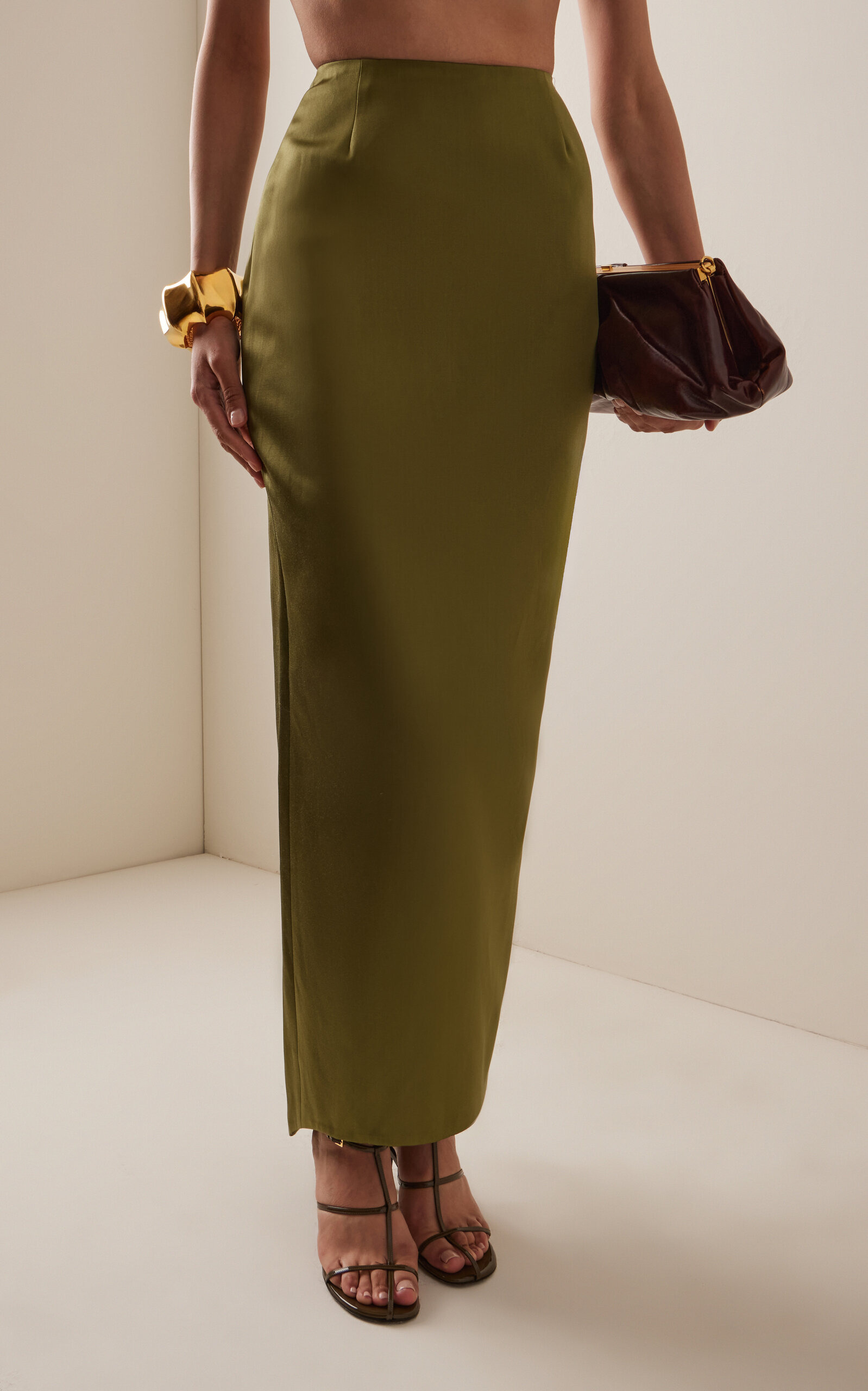 Wasp Cotton-Silk Midi Skirt green - 3