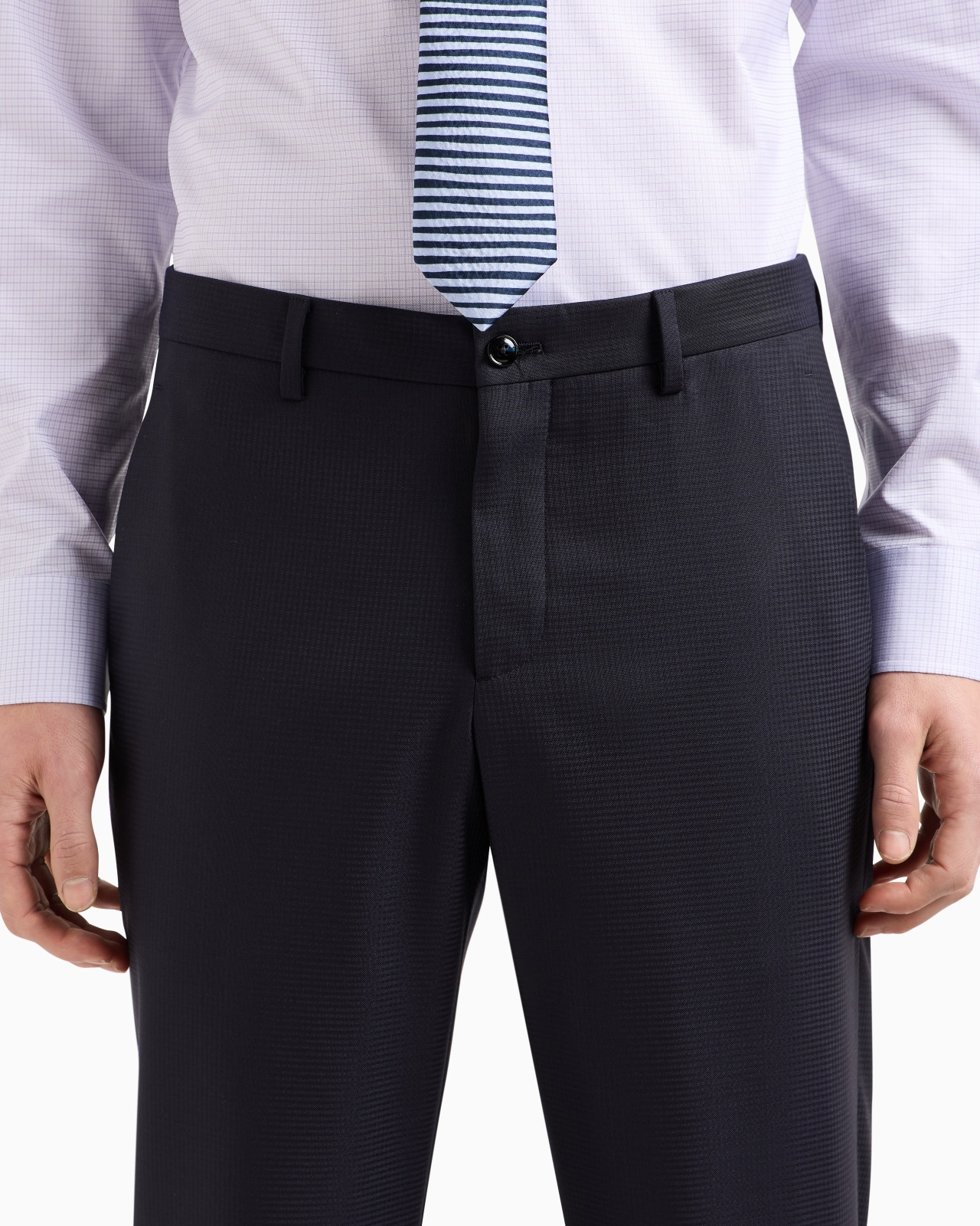 SOHO LINE SINGLE-BREASTED SUIT IN MICRO-GINGHAM WOOL - 5