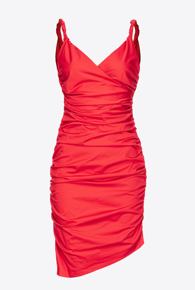 GATHERED TECHNICAL SATIN MINI DRESS 1