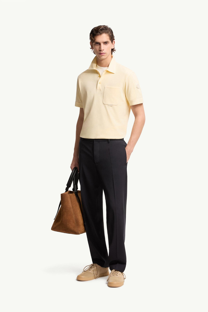 Moncler Leather Logo Cotton Piquet Polo Shirt outlook