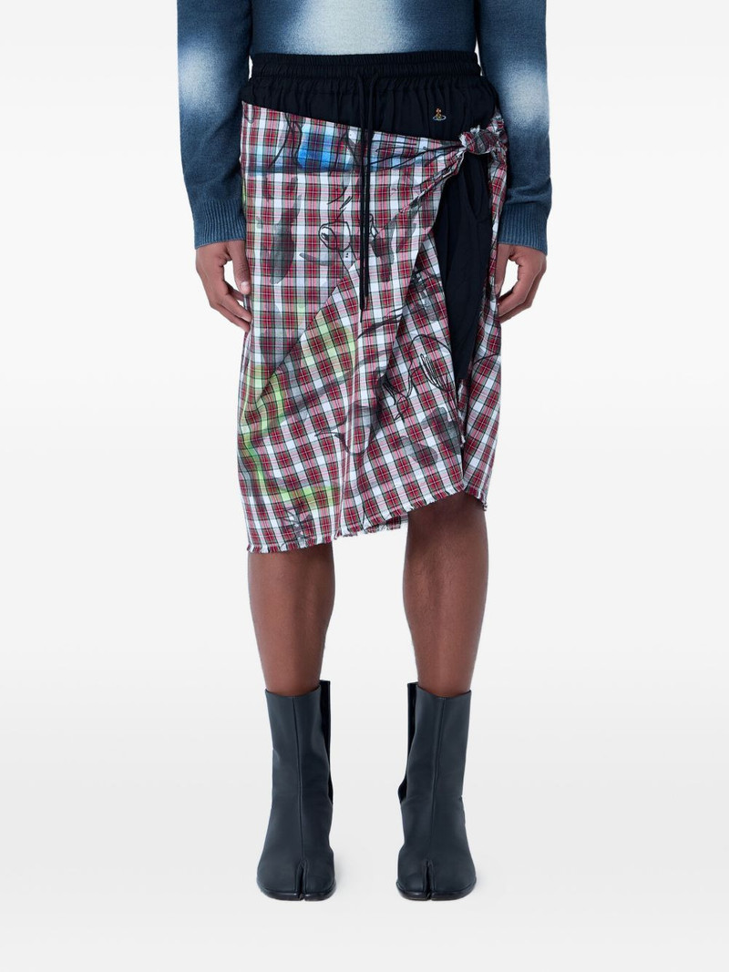 asymmetrical wrap check-print skirt 1