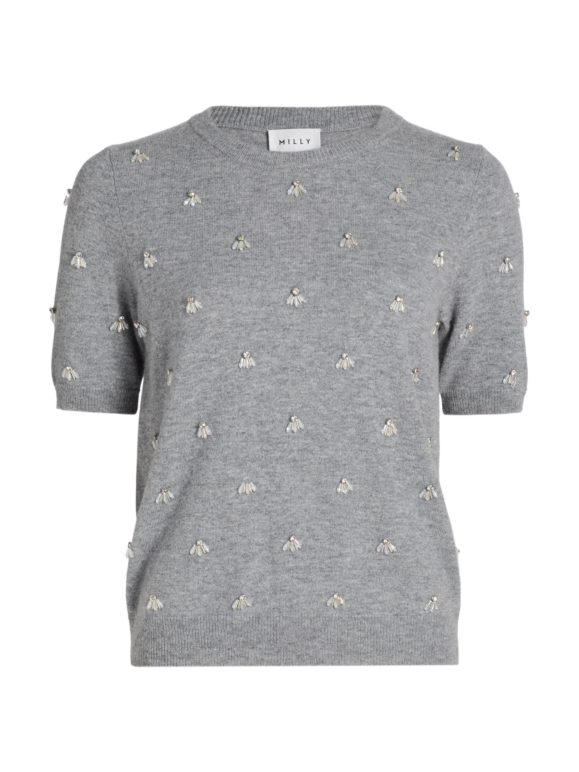 Women's Rosalyn Rhinestone-Embellished Short-Sleeve Top - Grey - 1