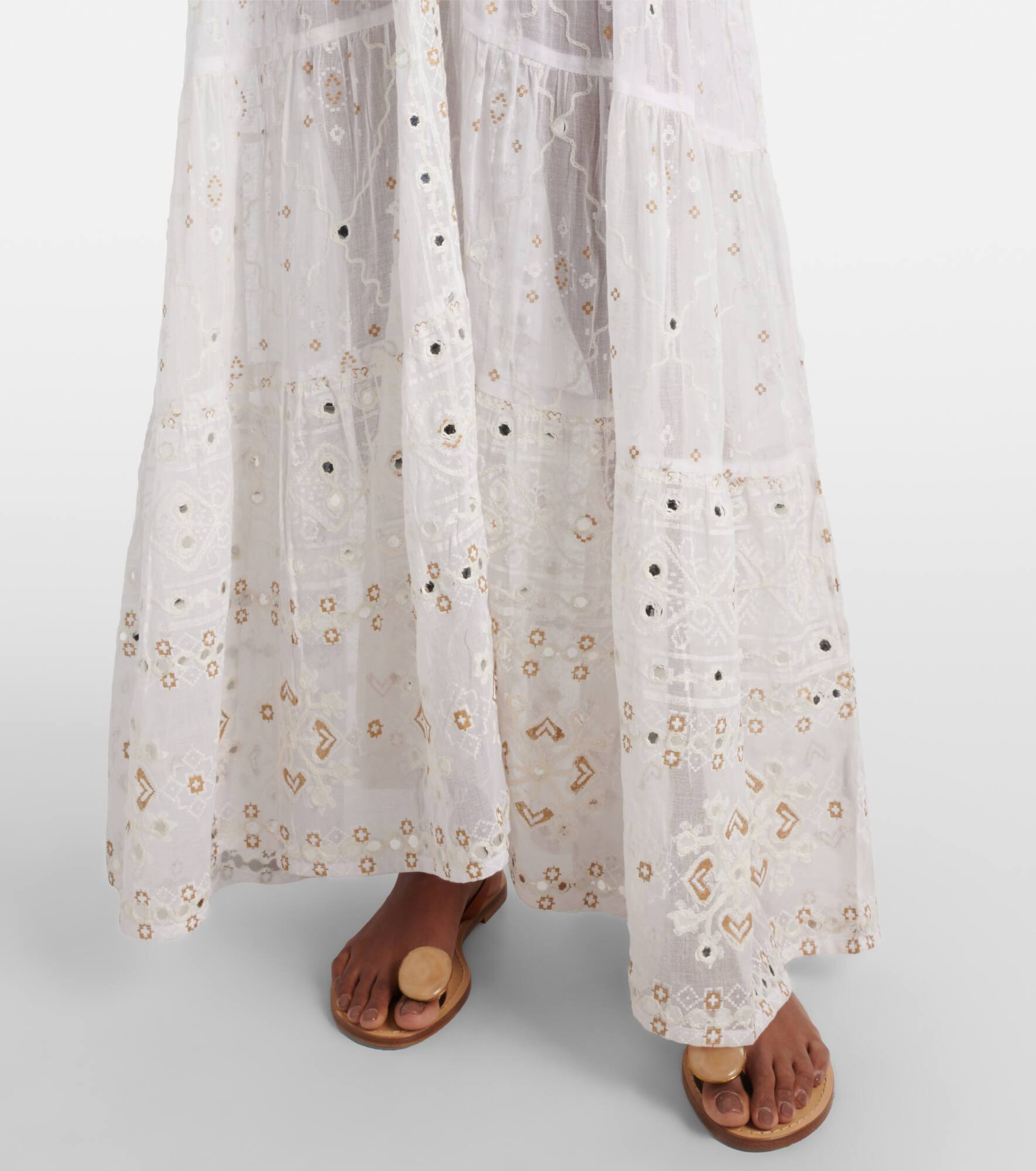 Embroidered cotton maxi dress - 5