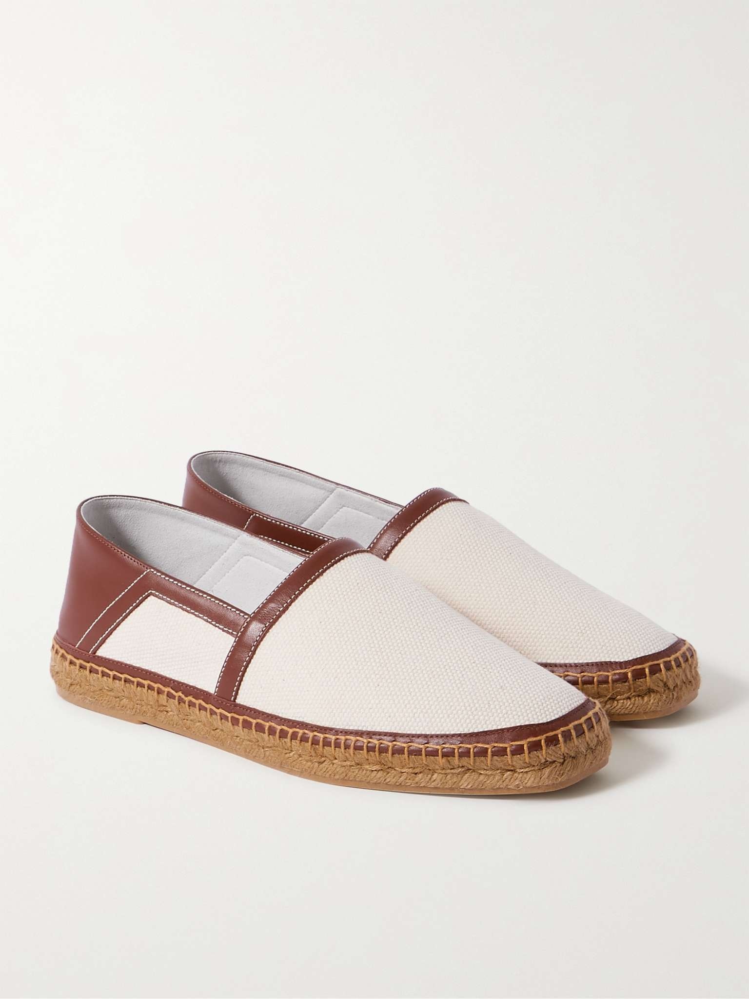 Barnes Collapsible-Heel Leather-Trimmed Canvas Espadrilles - 4