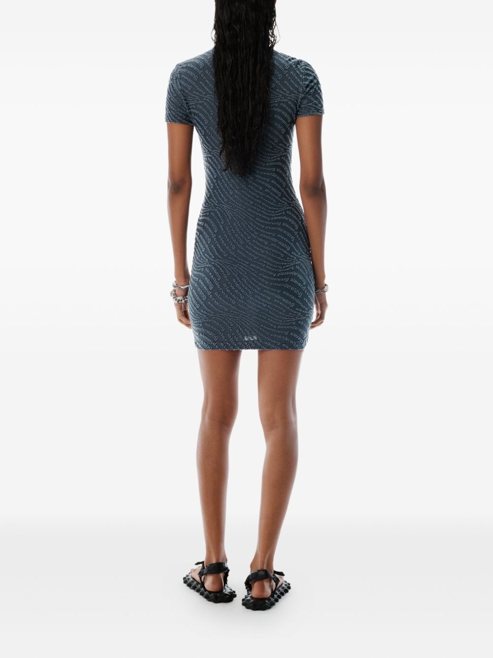 short-sleeve logo-embossed dress - 3