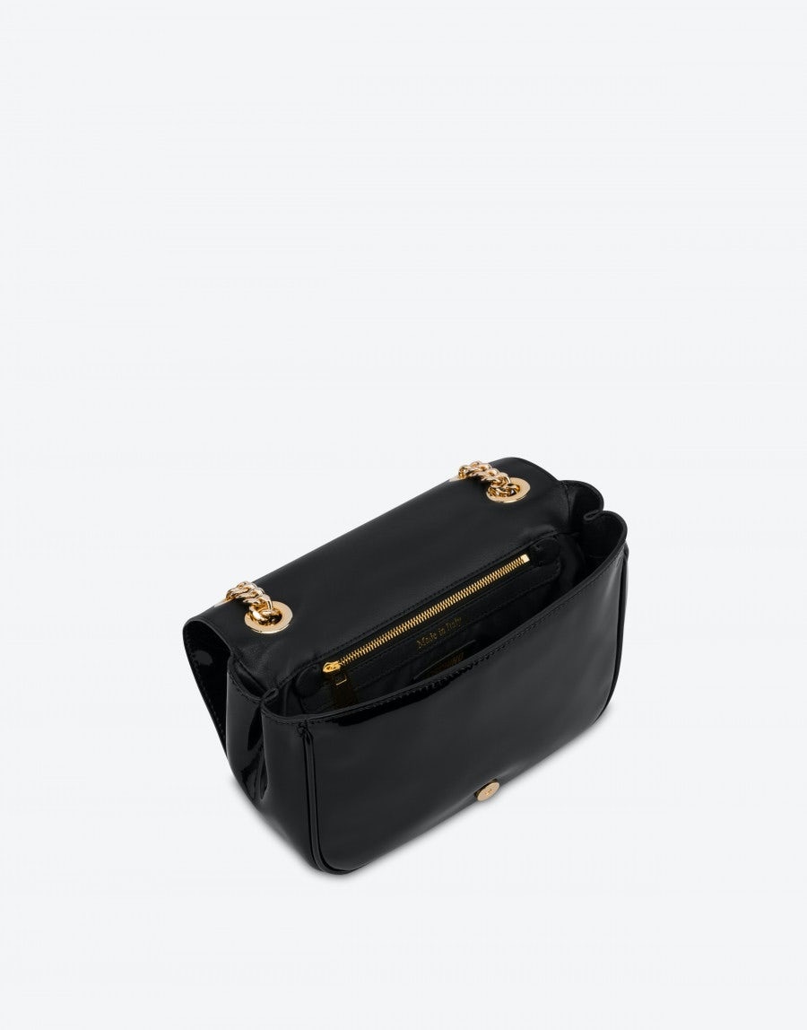 MOSCHINO BELT PATENT LEATHER SHOULDER BAG - 3