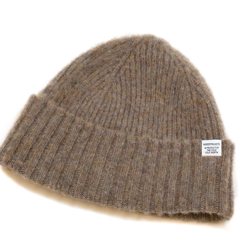 NORSE PROJECTS Brushed Lambswool Beanie Shale Stone outlook