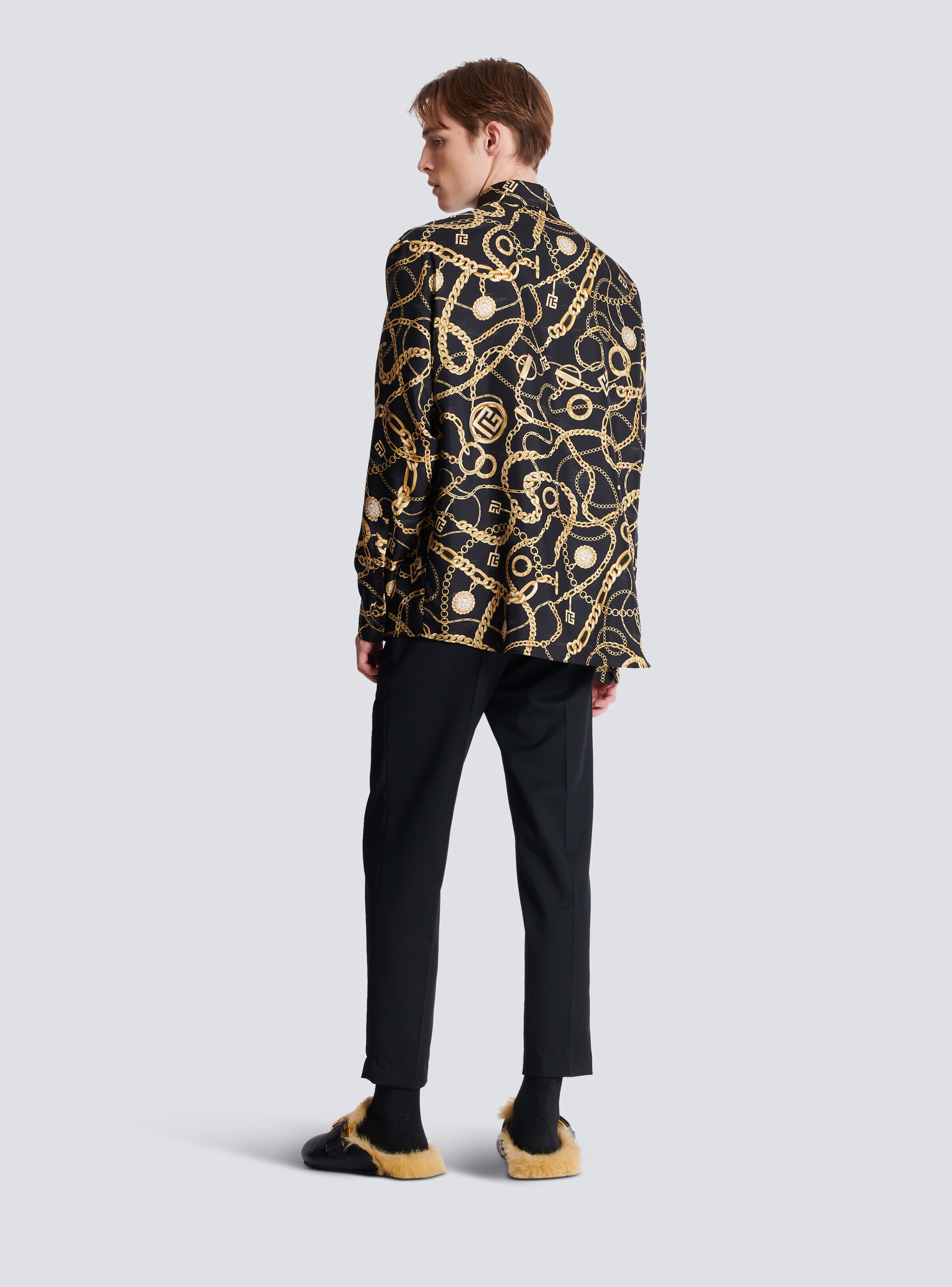 Printed silk shirt with Chaînes pattern - 4
