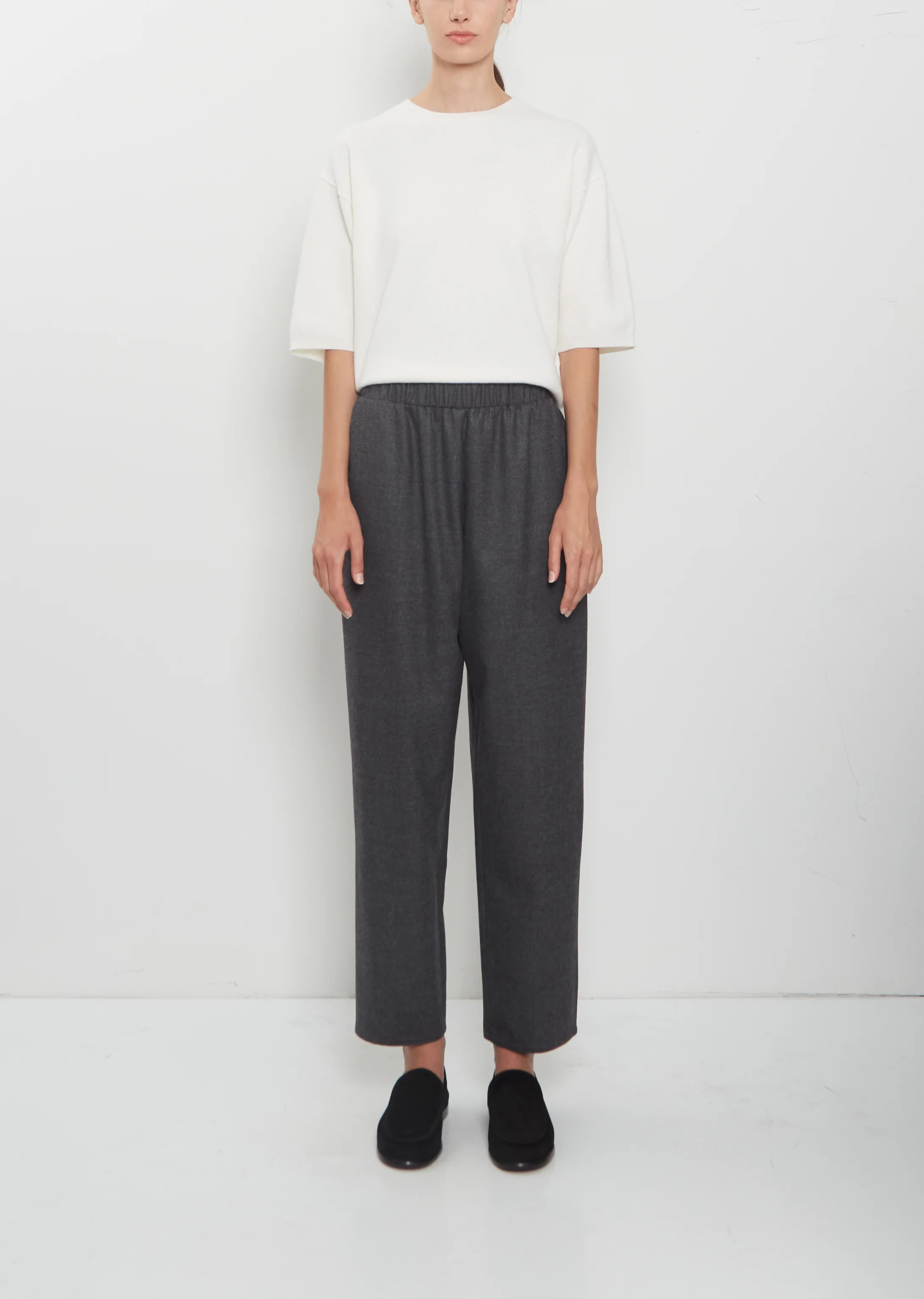 Wool Flannel Carrot Pants — Medium Grey - 1