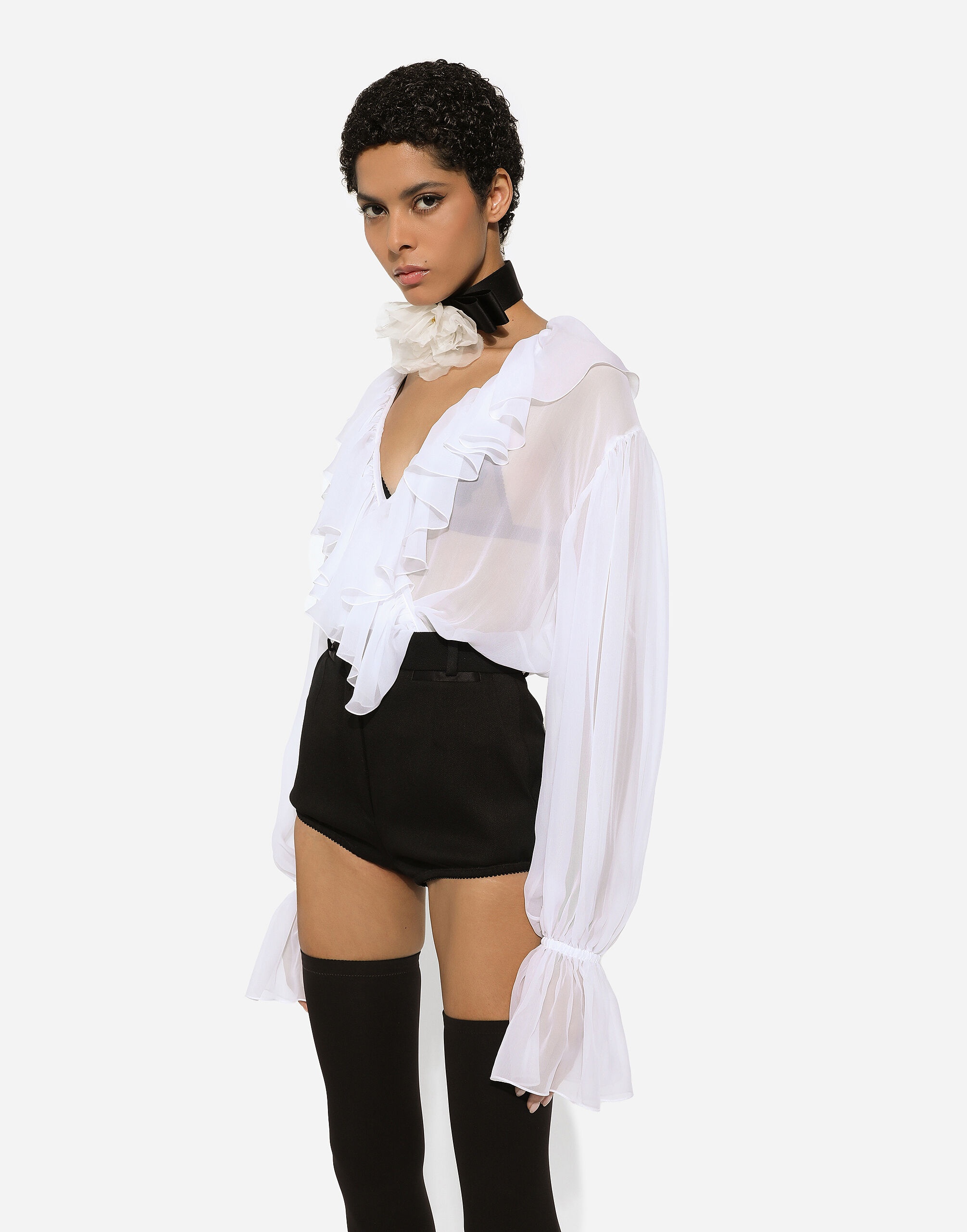 Chiffon blouse with ruffles - 6
