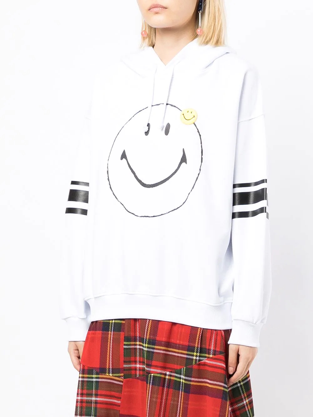 smiley face print hoodie - 3