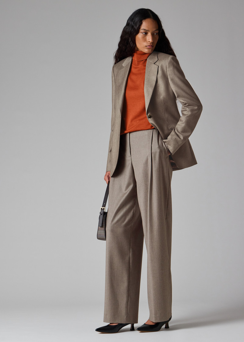 Women's Grey Wool-Cashmere Flannel Blazer 10