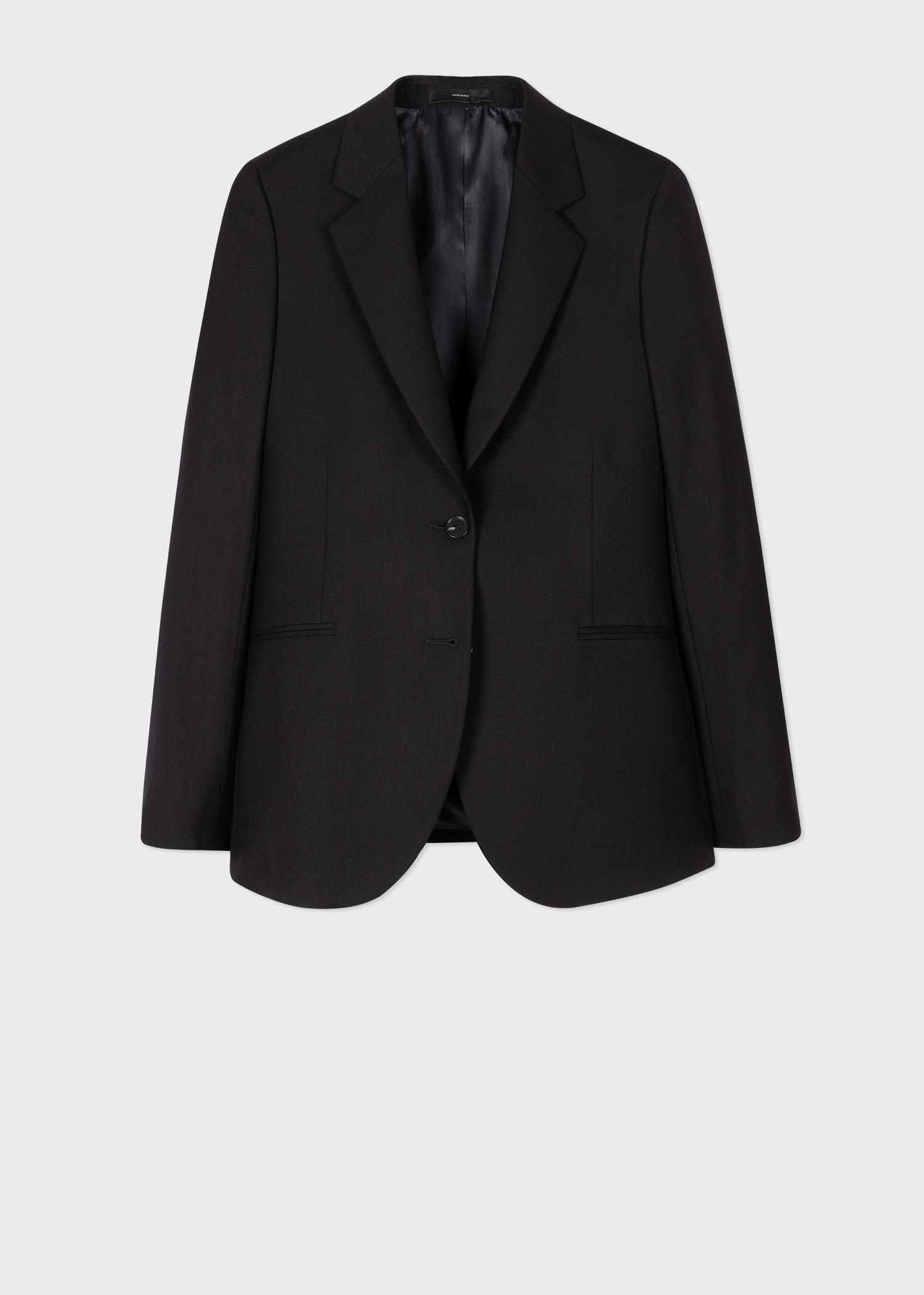 Black Wool Two-Button Wool Blazer - 1